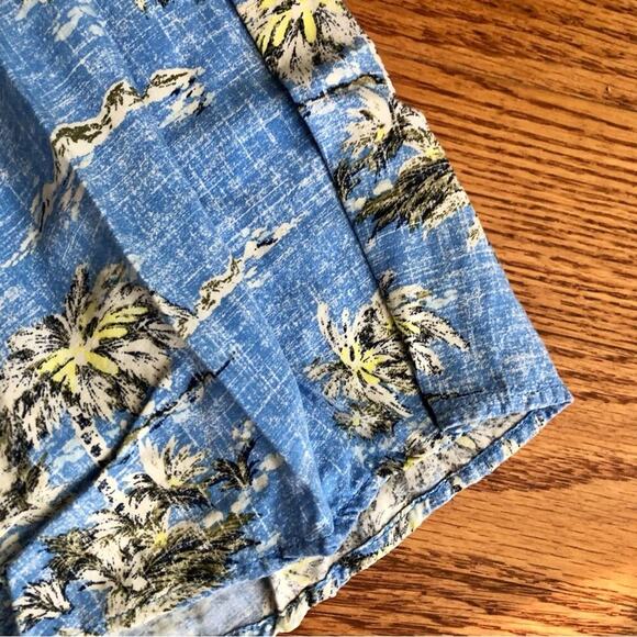 GAP A-Line Blue Smocked Back Tropical Print Blue Yellow Dress Women’s Size S - Picture 4 of 9